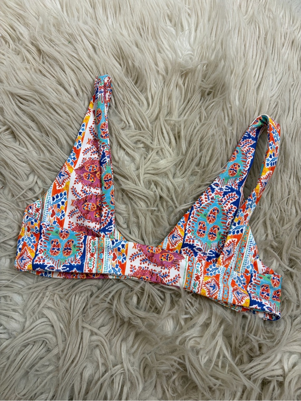 SKATIE Multicolor Boho Print Triangle Bikini Top Size XS - Picture 2 of 3